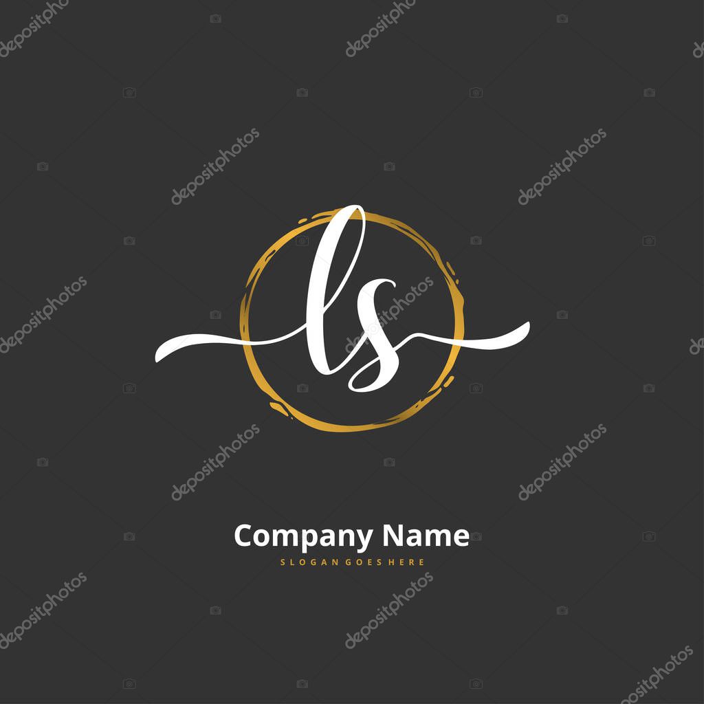 L S LS Initial handwriting and signature logo design with circle. Beautiful design handwritten logo for fashion, team, wedding, luxury logo.