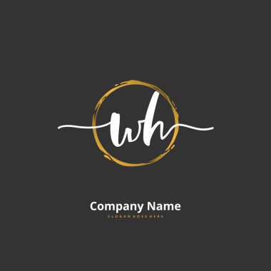 W H WH İlk el yazısı ve daireyle imzalı logo tasarımı. Moda, takım, düğün, lüks logo için güzel tasarım logosu.