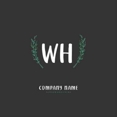 W H WH İlk el yazısı ve daireyle imzalı logo tasarımı. Moda, takım, düğün, lüks logo için güzel tasarım logosu.