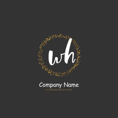 W H WH İlk el yazısı ve daireyle imzalı logo tasarımı. Moda, takım, düğün, lüks logo için güzel tasarım logosu.