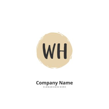 W H WH İlk el yazısı ve daireyle imzalı logo tasarımı. Moda, takım, düğün, lüks logo için güzel tasarım logosu.