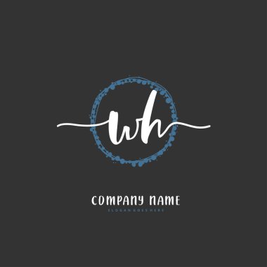 W H WH İlk el yazısı ve daireyle imzalı logo tasarımı. Moda, takım, düğün, lüks logo için güzel tasarım logosu.