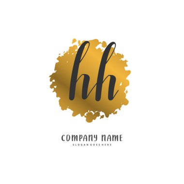 H HH İlk el yazısı ve daireyle imzalı logo tasarımı. Moda, takım, düğün, lüks logo için güzel tasarım logosu.