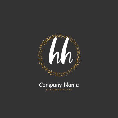H HH İlk el yazısı ve daireyle imzalı logo tasarımı. Moda, takım, düğün, lüks logo için güzel tasarım logosu.