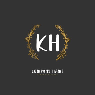 K H KH İlk el yazısı ve daireyle imzalı logo tasarımı. Moda, takım, düğün, lüks logo için güzel tasarım logosu.
