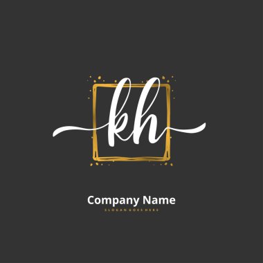 K H KH İlk el yazısı ve daireyle imzalı logo tasarımı. Moda, takım, düğün, lüks logo için güzel tasarım logosu.
