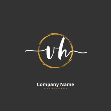 V H VH ilk el yazısı ve dairesel logo tasarımı. Moda, takım, düğün, lüks logo için güzel tasarım logosu.