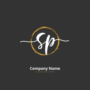 S P SP İlk el yazısı ve daire şeklinde imzalı logo tasarımı. Moda, takım, düğün, lüks logo için güzel tasarım logosu.