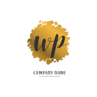W P WP ilk el yazısı ve imzalı logo dizaynı. Moda, takım, düğün, lüks logo için güzel tasarım logosu.