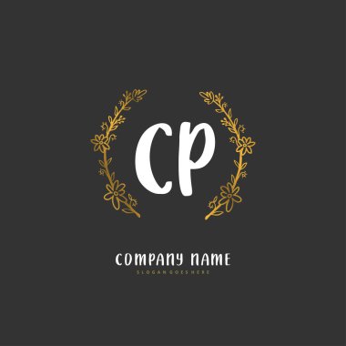 C P CP İlk el yazısı ve daire şeklinde imzalı logo tasarımı. Moda, takım, düğün, lüks logo için güzel tasarım logosu.