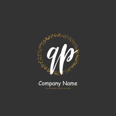 Q P QP İlk el yazısı ve imzalı logo dizaynı daire şeklinde. Moda, takım, düğün, lüks logo için güzel tasarım logosu.