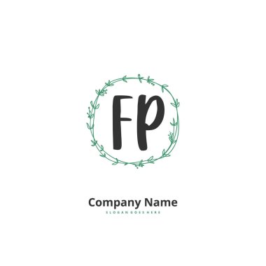 F P FP İlk el yazısı ve imzalı logo dizaynı. Moda, takım, düğün, lüks logo için güzel tasarım logosu.