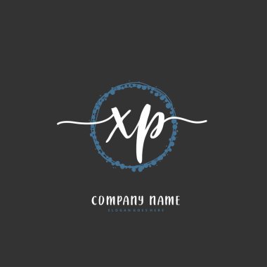 X P XP ilk el yazısı ve dairesel logo tasarımı. Moda, takım, düğün, lüks logo için güzel tasarım logosu.