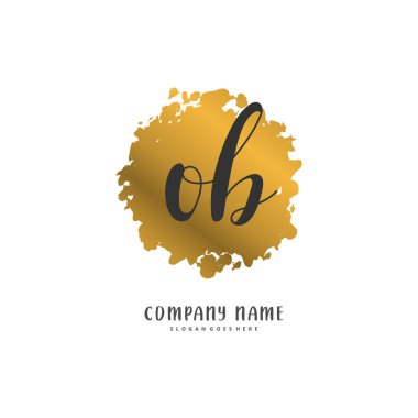 O B OB İlk el yazısı ve dairesel logo tasarımı. Moda, takım, düğün, lüks logo için güzel tasarım logosu.