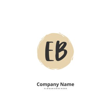 E B EB İlk el yazısı ve daireyle imzalı logo tasarımı. Moda, takım, düğün, lüks logo için güzel tasarım logosu.