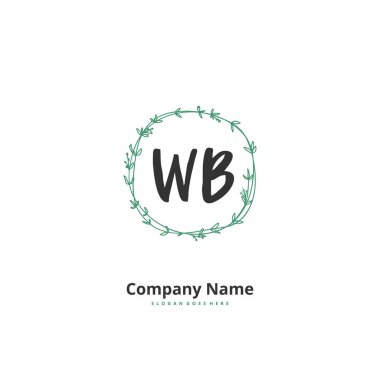 W B WB İlk el yazısı ve imzalı logo dizaynı. Moda, takım, düğün, lüks logo için güzel tasarım logosu.