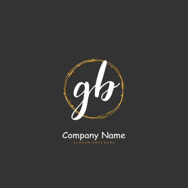 G B GB İlk el yazısı ve daire şeklinde imzalı logo tasarımı. Moda, takım, düğün, lüks logo için güzel tasarım logosu.