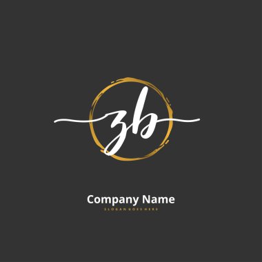 Z B ZB İlk el yazısı ve imzalı logo dizaynı daire şeklinde. Moda, takım, düğün, lüks logo için güzel tasarım logosu.