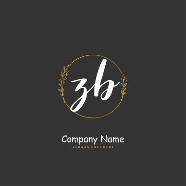Z B ZB İlk el yazısı ve imzalı logo dizaynı daire şeklinde. Moda, takım, düğün, lüks logo için güzel tasarım logosu.