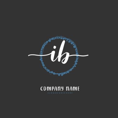 I B IB İlk el yazısı ve imzalı logo dizaynı daire şeklinde. Moda, takım, düğün, lüks logo için güzel tasarım logosu.