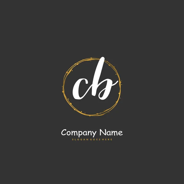 Cb円と初期手書きと署名のロゴデザイン ファッション チーム 結婚式 高級ロゴのための美しいデザイン手書きのロゴ — ストックベクタ