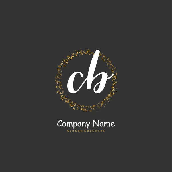 Cb円と初期手書きと署名のロゴデザイン ファッション チーム 結婚式 高級ロゴのための美しいデザイン手書きのロゴ — ストックベクタ
