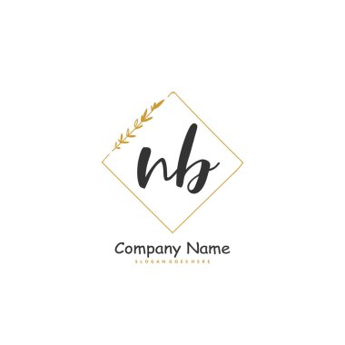 N B NB İlk el yazısı ve daire şeklinde imzalı logo tasarımı. Moda, takım, düğün, lüks logo için güzel tasarım logosu.