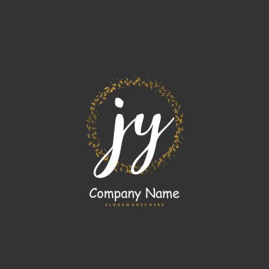 J Y JY İlk el yazısı ve daireyle imzalı logo tasarımı. Moda, takım, düğün, lüks logo için güzel tasarım logosu.