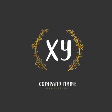 X Y XY İlk el yazısı ve daire şeklinde imzalı logo tasarımı. Moda, takım, düğün, lüks logo için güzel tasarım logosu.