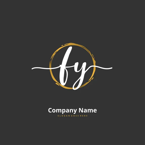 F Y FY Initial handwriting and signature logo design with circle. Beautiful design handwritten logo for fashion, team, wedding, luxury logo.