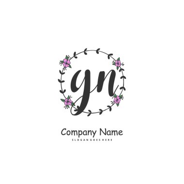 G N GN ilk el yazısı ve daireyle imzalı logo tasarımı. Moda, takım, düğün, lüks logo için güzel tasarım logosu.