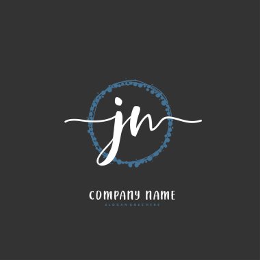 J N JN İlk el yazısı ve daireyle imzalı logo tasarımı. Moda, takım, düğün, lüks logo için güzel tasarım logosu.