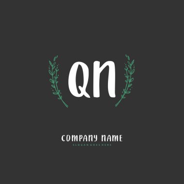 Q N QN İlk el yazısı ve daireyle imzalı logo tasarımı. Moda, takım, düğün, lüks logo için güzel tasarım logosu.