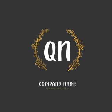 Q N QN İlk el yazısı ve daireyle imzalı logo tasarımı. Moda, takım, düğün, lüks logo için güzel tasarım logosu.