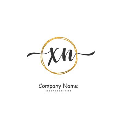 X N XN İlk el yazısı ve daireyle imzalı logo tasarımı. Moda, takım, düğün, lüks logo için güzel tasarım logosu.