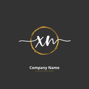 X N XN İlk el yazısı ve daireyle imzalı logo tasarımı. Moda, takım, düğün, lüks logo için güzel tasarım logosu.