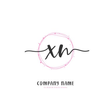 X N XN İlk el yazısı ve daireyle imzalı logo tasarımı. Moda, takım, düğün, lüks logo için güzel tasarım logosu.