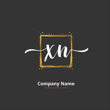 X N XN İlk el yazısı ve daireyle imzalı logo tasarımı. Moda, takım, düğün, lüks logo için güzel tasarım logosu.