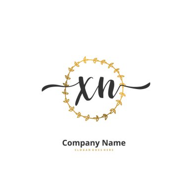 X N XN İlk el yazısı ve daireyle imzalı logo tasarımı. Moda, takım, düğün, lüks logo için güzel tasarım logosu.