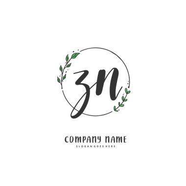 Z N ZN İlk el yazısı ve daireyle imzalı logo tasarımı. Moda, takım, düğün, lüks logo için güzel tasarım logosu.
