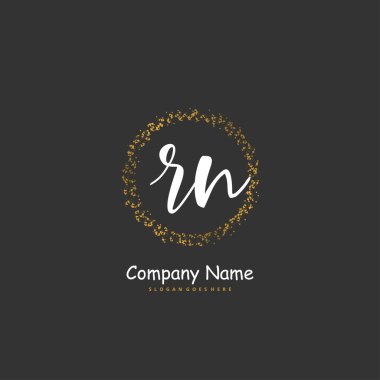 R N RN ilk el yazısı ve daireyle imzalı logo tasarımı. Moda, takım, düğün, lüks logo için güzel tasarım logosu.