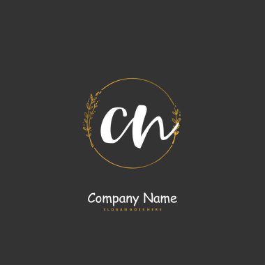 C N CN İlk el yazısı ve daire şeklinde imzalı logo tasarımı. Moda, takım, düğün, lüks logo için güzel tasarım logosu.