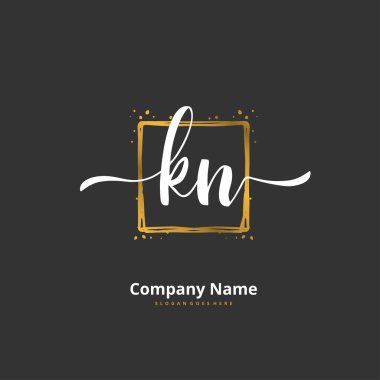 K N KN İlk el yazısı ve daireyle imzalı logo tasarımı. Moda, takım, düğün, lüks logo için güzel tasarım logosu.