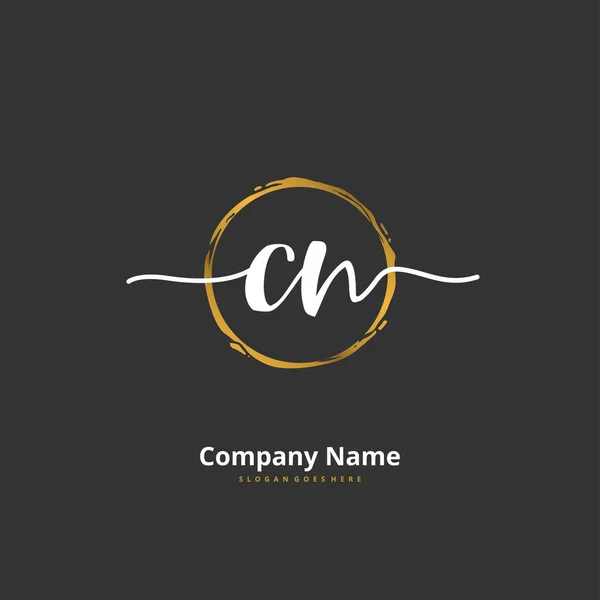 Cn円の最初の手書きと署名のロゴデザイン ファッション チーム 結婚式 高級ロゴのための美しいデザイン手書きのロゴ — ストックベクタ