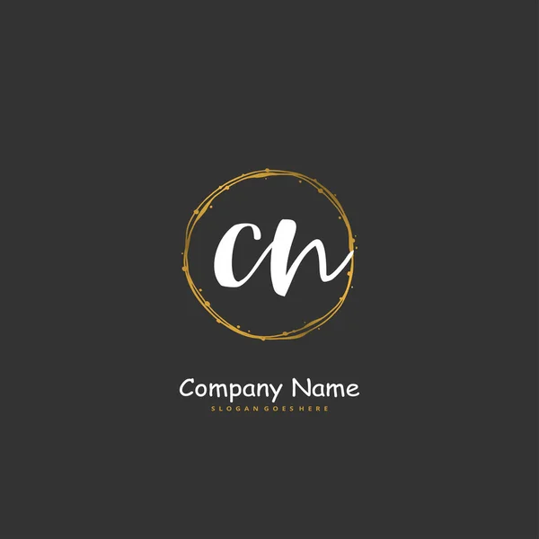 Cn円の最初の手書きと署名のロゴデザイン ファッション チーム 結婚式 高級ロゴのための美しいデザイン手書きのロゴ — ストックベクタ