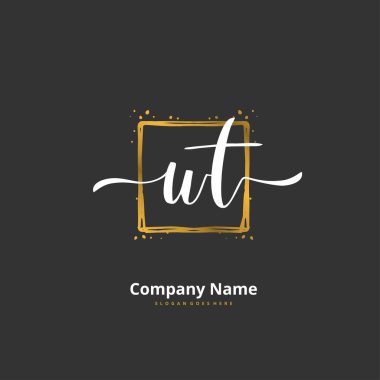 W T T ilk el yazısı ve daire şeklinde imzalı logo tasarımı. Moda, takım, düğün, lüks logo için güzel tasarım logosu.
