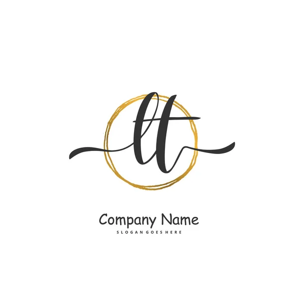 Aanvankelijk Handschrift Handtekening Logo Ontwerp Met Cirkel Mooi Design Handgeschreven — Stockvector