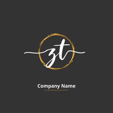 Z T ZT ilk el yazısı ve dairesel logo tasarımı. Moda, takım, düğün, lüks logo için güzel tasarım logosu.