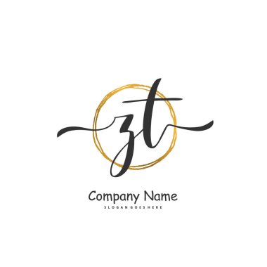 Z T ZT ilk el yazısı ve dairesel logo tasarımı. Moda, takım, düğün, lüks logo için güzel tasarım logosu.