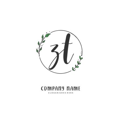Z T ZT ilk el yazısı ve dairesel logo tasarımı. Moda, takım, düğün, lüks logo için güzel tasarım logosu.